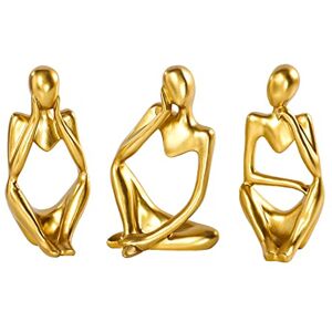 BMLCGJ ZASTION Thinker Statue Gold Decor Abstract Art Sculpture, Golden Resin Collectible Figurines for Home Living Room Office Shelf Decoration,Great Gift Ideas (Gold) BMLCGJ ZASTION Thinker Statue Gold Decor Abstract Art Sculpture, Golden Resin Collectible Figurines for Home Living Room Office Shelf Decoration,Great Gift Ideas (Gold)