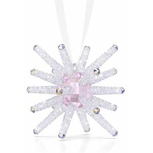 Swarovski Wicked Wand Ornament, Pink Faceted Crystal Centre with Clear Crystal Rocks and White Grosgrain Ribbon, Part of the Wicked Collection Swarovski Wicked Wand Ornament, Pink Faceted Crystal Centre with Clear Crystal Rocks and White Grosgrain Ribbon, Part of the Wicked Collection