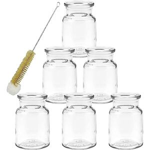 mikken Vintage Glass Bottles Decorative Table Vases in Retro Style Set of 6 with Bottle Brush 6 x Small Glass Vase 9 cm Glass Bottles Including Bottle Brush mikken Vintage Glass Bottles Decorative Table Vases in Retro Style Set of 6 with Bottle Brush 6 x Small Glass Vase 9 cm Glass Bottles Including Bottle Brush