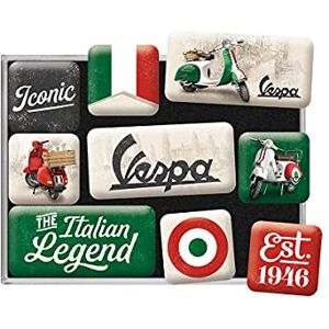 Nostalgic-Art RETRO FRIDGE MAGNETS 9 PACK Vespa Italian Legend Gift Idea for Scooter Fans Magnet Set for Magnetic Board Vintage Design Nostalgic-Art RETRO FRIDGE MAGNETS 9 PACK Vespa Italian Legend Gift Idea for Scooter Fans Magnet Set for Magnetic Board Vintage Design