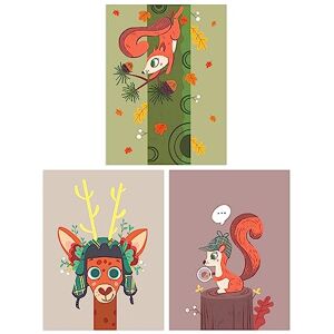 Wee Blue Coo Pack of 3 Kids Bedroom Nursery Cute Woodland Creatures Squirrel Deer Pastel Colour Unframed Wall Art Living Room Prints Set Wee Blue Coo Pack of 3 Kids Bedroom Nursery Cute Woodland Creatures Squirrel Deer Pastel Colour Unframed Wall Art Living Room Prints Set