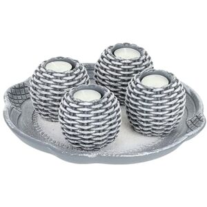 Relaxdays Tray, Candle Set with 4 Tea Light Holders & Sand, for Living & Dining Room, Candleholder, Grey/White, Fibreboard, 8 x 27.5 cm Relaxdays Tray, Candle Set with 4 Tea Light Holders & Sand, for Living & Dining Room, Candleholder, Grey/White, Fibreboard, 8 x 27.5 cm