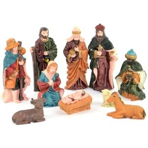 SHATCHI Small/Large Handmade Nativity Scene Birth Jesus Christ Wooden Stable and 10pcs/12pcs Figurine House Sculpture Christmas Decoration Xmas Décor, Multicolour, 10pcs Figures SHATCHI Small/Large Handmade Nativity Scene Birth Jesus Christ Wooden Stable and 10pcs/12pcs Figurine House Sculpture Christmas Decoration Xmas Décor, Multicolour, 10pcs Figures