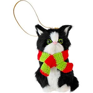Ornativity Christmas Mini Cat Ornament Furry Black Kitten with Scarf Holiday Tree Hanging Decoration Ornativity Christmas Mini Cat Ornament Furry Black Kitten with Scarf Holiday Tree Hanging Decoration