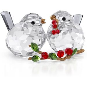 Swarovski Idyllia Bird Couple and Berries Figurine, Clear Faceted Crystal Birds with Multicoloured Crystals and Bronze-Lacquered Metal Accents, Part of the Idyllia Collection Swarovski Idyllia Bird Couple and Berries Figurine, Clear Faceted Crystal Birds with Multicoloured Crystals and Bronze-Lacquered Metal Accents, Part of the Idyllia Collection