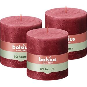BOLSIUS Rustic Pillar Candle XXL, Red, Set of 3, Decorative Household Candles, Length Burning Time 62 Hours, Unscented, Natural Plant Wax, Palm Oil Free, Extra Large, 10 x 10 cm BOLSIUS Rustic Pillar Candle XXL, Red, Set of 3, Decorative Household Candles, Length Burning Time 62 Hours, Unscented, Natural Plant Wax, Palm Oil Free, Extra Large, 10 x 10 cm