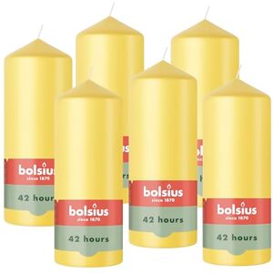 BOLSIUS Pillar Candle Yellow 15cm 6 Pieces Burning time 42 Hours Natural Vegetable Wax Palm Oil Free. BOLSIUS Pillar Candle Yellow 15cm 6 Pieces Burning time 42 Hours Natural Vegetable Wax Palm Oil Free.