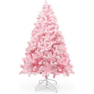 Uten Chirstmas Tree, 5ft/150cm Snow Flocked Christmas Tree, Pink Artificial Christmas Tree with 480 Branch Tips and Foldable Stand for Christmas Indoor Outdoor Decoration Uten Chirstmas Tree, 5ft/150cm Snow Flocked Christmas Tree, Pink Artificial Christmas Tree with 480 Branch Tips and Foldable Stand for Christmas Indoor Outdoor Decoration