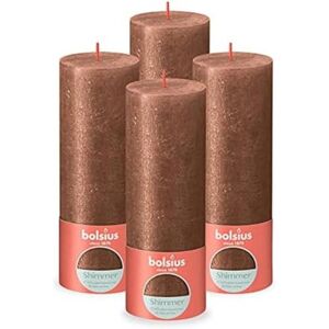 BOLSIUS Rustic Pillar Candle Shimmer Copper Pack of 4 Long Burning Time of 85 Hours Interior Unscented Includes Natural Vegan Wax No Palm Oil 19 x 7 cm BOLSIUS Rustic Pillar Candle Shimmer Copper Pack of 4 Long Burning Time of 85 Hours Interior Unscented Includes Natural Vegan Wax No Palm Oil 19 x 7 cm