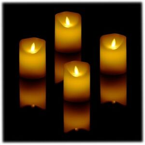 Relaxdays LED Candles, Set of 4, Timer & Flickering Flame, HxD: 10 x 7.5 cm, Flameless Candlelights, Electronic, Cream Relaxdays LED Candles, Set of 4, Timer & Flickering Flame, HxD: 10 x 7.5 cm, Flameless Candlelights, Electronic, Cream