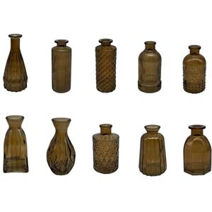 Relaxdays Set of 10 Textured Vintage Glass Vases H 10-14.7cm Small Decorative Vases for Table Decoration Brown Relaxdays Set of 10 Textured Vintage Glass Vases H 10-14.7cm Small Decorative Vases for Table Decoration Brown