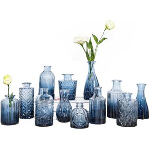 TBWIND 12pcs Glass Bud Vases Set, Small Vases for Flowers, Blue Bud Vase for Centerpieces in Bulk, Mini Vintage Vase for Rustic Wedding Decorations, Office and Home Table Flower Décor-Blue TBWIND 12pcs Glass Bud Vases Set, Small Vases for Flowers, Blue Bud Vase for Centerpieces in Bulk, Mini Vintage Vase for Rustic Wedding Decorations, Office and Home Table Flower Décor-Blue