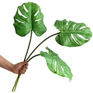 Ahvoler Artificial Monstera Leaves Tropical Palm Plants Leaves Large with Long Stem for Vase Home Wedding Decorations, 30", 3 pcs Ahvoler Artificial Monstera Leaves Tropical Palm Plants Leaves Large with Long Stem for Vase Home Wedding Decorations, 30", 3 pcs