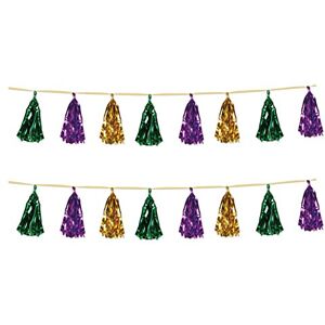 Beistle 59927-GGP, 2 Piece Metallic Tassel Garlands, 9.75" x 8', Green/Gold/Purple Beistle 59927-GGP, 2 Piece Metallic Tassel Garlands, 9.75" x 8', Green/Gold/Purple