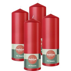 BOLSIUS Pillar Candles Red 4-Pack 20 x 7 cm Decorative Household Candles Long Burning Time of 75 Hours Unscented Includes Natural Vegan Wax Without Palm Oil BOLSIUS Pillar Candles Red 4-Pack 20 x 7 cm Decorative Household Candles Long Burning Time of 75 Hours Unscented Includes Natural Vegan Wax Without Palm Oil