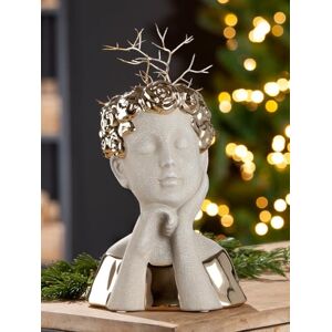 GILDE Vase Pretty Ceramic Head Gold Grey Glossy Matt Height 25 cm Home Accessory Gift Idea Interior Decoration GILDE Vase Pretty Ceramic Head Gold Grey Glossy Matt Height 25 cm Home Accessory Gift Idea Interior Decoration