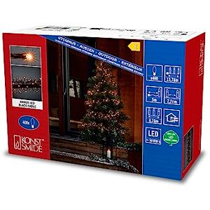 Konstsmide LED Cluster Christmas Fairy Compact Outdoor or Indoor (IP44) Plug in/Black Cable String Lights, Amber White, 400, 3867-800EE Konstsmide LED Cluster Christmas Fairy Compact Outdoor or Indoor (IP44) Plug in/Black Cable String Lights, Amber White, 400, 3867-800EE