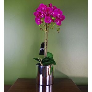 Leaf 52cm Artificial Orchid Large Dark Pink/Silver Leaf 52cm Artificial Orchid Large Dark Pink/Silver