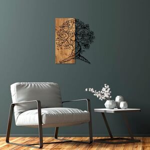 Wallity Elegant Decorative Wooden Wall Accessory, 50 x 58 cm, 50% Wood (3 cm Thick) & 50% Metal, Unique Walnut & Black Finish, Perfect for Modern Decor Wallity Elegant Decorative Wooden Wall Accessory, 50 x 58 cm, 50% Wood (3 cm Thick) & 50% Metal, Unique Walnut & Black Finish, Perfect for Modern Decor