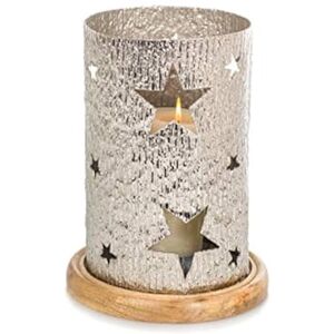 EUROCINSA Ref. NHOA 26547 Nickel Plated Aluminium Candle Holder with Die-Cut Stars 17/21 Diameter x 28 cm 1pc, Silver, One Size EUROCINSA Ref. NHOA 26547 Nickel Plated Aluminium Candle Holder with Die-Cut Stars 17/21 Diameter x 28 cm 1pc, Silver, One Size