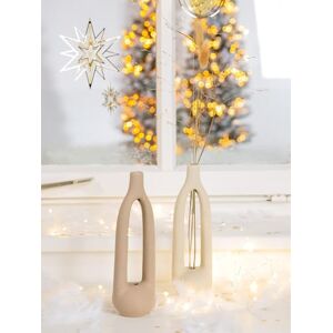 AlexandreHouse Pack of 4 Vase, Porcelain, Beige, White, PU 4, 2 assorted, H. 26 cm, D. 8 cm AlexandreHouse Pack of 4 Vase, Porcelain, Beige, White, PU 4, 2 assorted, H. 26 cm, D. 8 cm