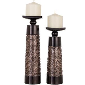 Creative Labs Dublin Decorative Candle Holder Set of 2 Home Decor Pillar Candle Stand, Coffee Table Mantle Decor Centerpieces for Fireplace, Living or Dining Room Table, Gift Boxed (Coffee Brown) Creative Labs Dublin Decorative Candle Holder Set of 2 Home Decor Pillar Candle Stand, Coffee Table Mantle Decor Centerpieces for Fireplace, Living or Dining Room Table, Gift Boxed (Coffee Brown)