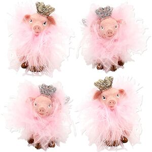 Dekohelden24 Ceramic Decorative Pigs with Crown, Wings and Feathers, Set of 4, in Pink/Pink, L/W/H 3 x 3 x 5 cm Dekohelden24 Ceramic Decorative Pigs with Crown, Wings and Feathers, Set of 4, in Pink/Pink, L/W/H 3 x 3 x 5 cm