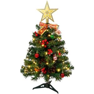 Uten 2ft/60cm Mini Christmas Tree, Tabletop Christmas Tree with 50 LED Light String, 6 Groups Red Berries & 6 Pinecones, 20 Christmas Balls, Tree Top Star and Bow for Desktop Xmas Decoration Uten 2ft/60cm Mini Christmas Tree, Tabletop Christmas Tree with 50 LED Light String, 6 Groups Red Berries & 6 Pinecones, 20 Christmas Balls, Tree Top Star and Bow for Desktop Xmas Decoration