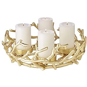 Edzard Advent wreath Porus, antler design, nickel-plated Aluminium, gold coloured, diameter 30 cm, for candle diameter 6 cm Edzard Advent wreath Porus, antler design, nickel-plated Aluminium, gold coloured, diameter 30 cm, for candle diameter 6 cm