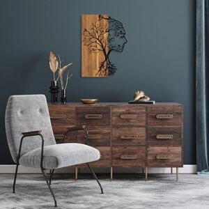Wallity Elegant Decorative Wooden Wall Accessory, Walnut & Black, 43 x 58 cm, 50% Wood (3 cm Thick) & 50% Metal, Unique Colour & Texture Variations for Stylish Home Decor Wallity Elegant Decorative Wooden Wall Accessory, Walnut & Black, 43 x 58 cm, 50% Wood (3 cm Thick) & 50% Metal, Unique Colour & Texture Variations for Stylish Home Decor