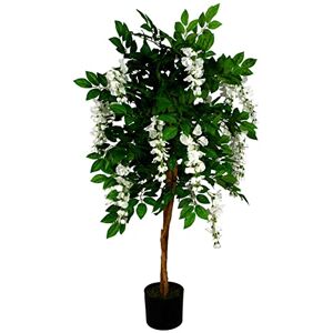 Leaf Design UK Realistic Artificial Wisteria Tree, White, 130cm Leaf Design UK Realistic Artificial Wisteria Tree, White, 130cm