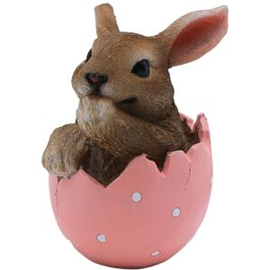 Dekohelden24 Ceramic rabbit, Easter bunny decoration, decorative bunny, rabbit decoration, Easter bunny brown, hatching in pink egg bowl, size: L/W/H approx. 11 x 9 x 14 cm Dekohelden24 Ceramic rabbit, Easter bunny decoration, decorative bunny, rabbit decoration, Easter bunny brown, hatching in pink egg bowl, size: L/W/H approx. 11 x 9 x 14 cm