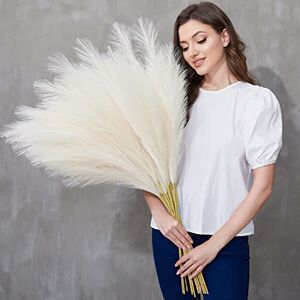 QUBITFUL Faux Pampas Grass, 9 PCS 37''/3.1FT Tall Fluffy Fake Pompas Floral, Large Artificial Pompous Grass Branches for Floor Vase Fillers, Boho Farmhouse Room Wedding Decor(Ivory) QUBITFUL Faux Pampas Grass, 9 PCS 37''/3.1FT Tall Fluffy Fake Pompas Floral, Large Artificial Pompous Grass Branches for Floor Vase Fillers, Boho Farmhouse Room Wedding Decor(Ivory)