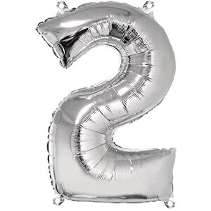 Rayher Silver Number 2 Foil Balloon, Birthday Party Number Decoration, Large Foil Balloon for Helium and Air Filling, 96cm Number Balloon, silver, 87024606 Rayher Silver Number 2 Foil Balloon, Birthday Party Number Decoration, Large Foil Balloon for Helium and Air Filling, 96cm Number Balloon, silver, 87024606