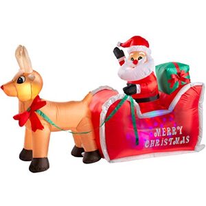 WeRChristmas Pre-Lit Animated Inflatable Santa with Sleigh, Multi-Colour WeRChristmas Pre-Lit Animated Inflatable Santa with Sleigh, Multi-Colour