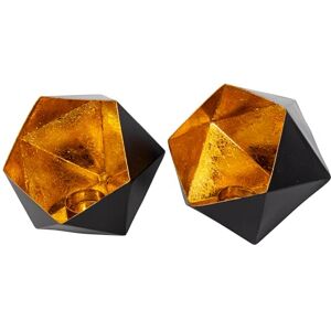 Gadgy Black Gold Tea Light Holder Set of 2, Metal Diamond Shape, Table Dining Decoration Gadgy Black Gold Tea Light Holder Set of 2, Metal Diamond Shape, Table Dining Decoration