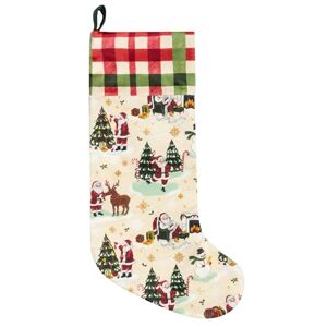 furn. Jolly Santa Printed Velvet Xmas Stocking, Multicolour, 29 x 27cm furn. Jolly Santa Printed Velvet Xmas Stocking, Multicolour, 29 x 27cm