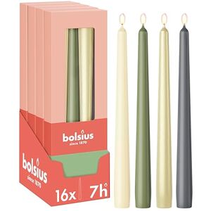 BOLSIUS Smooth Tapered Candles Set of 16 Nature Decorative Household Candles Long Burn Time Unscented Natural Plant-Based Wax Palm Oil Free BOLSIUS Smooth Tapered Candles Set of 16 Nature Decorative Household Candles Long Burn Time Unscented Natural Plant-Based Wax Palm Oil Free