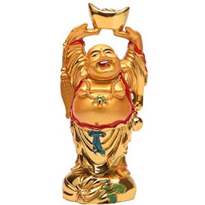 BRABUD Resin Feng Shui Golden Laughing Buddha Holding Ingot Statue Wealth Luck Home Office Decor Collectible Gift 4.7'' TQZDBS014 BRABUD Resin Feng Shui Golden Laughing Buddha Holding Ingot Statue Wealth Luck Home Office Decor Collectible Gift 4.7'' TQZDBS014