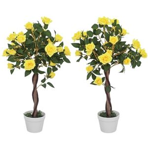 Outsunny Set of 2 90cm/3FT Artificial Rose Tree, Fake Decorative Plant with Pot, UV-Resistant Faux Tree for Outdoor Indoor Home Office Decor, Yellow Outsunny Set of 2 90cm/3FT Artificial Rose Tree, Fake Decorative Plant with Pot, UV-Resistant Faux Tree for Outdoor Indoor Home Office Decor, Yellow