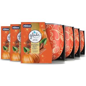 Glade Scented Candle Sleeved, Infused with Essential Oils, Made Without Palm Oil, Up to 25 Hour Burn Time, Limited Edition Christmas Candle, Pumpkin Spice Latte, Pack of 6 (6X 108g) Glade Scented Candle Sleeved, Infused with Essential Oils, Made Without Palm Oil, Up to 25 Hour Burn Time, Limited Edition Christmas Candle, Pumpkin Spice Latte, Pack of 6 (6X 108g)