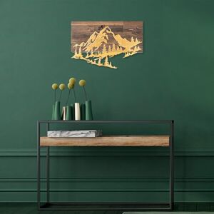 Wallity Elegant Decorative Wooden Wall Accessory, Walnut & Gold, 38 x 58 cm, 50% Wood (3 cm) & Metal (1.5 mm), Unique Texture & Colour Variations Wallity Elegant Decorative Wooden Wall Accessory, Walnut & Gold, 38 x 58 cm, 50% Wood (3 cm) & Metal (1.5 mm), Unique Texture & Colour Variations