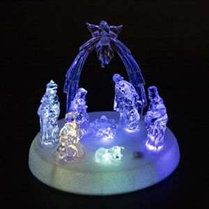 SHATCHI 20cm Christmas Pre-Lit LED Musical Nativity Scene Acrylic Sculpture Battery Operated Light Up Xmas Tabletop Home Decorations SHATCHI 20cm Christmas Pre-Lit LED Musical Nativity Scene Acrylic Sculpture Battery Operated Light Up Xmas Tabletop Home Decorations