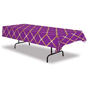 Beistle A Creation 2 Piece Plastic Rectangular Arabian Nights Theme Lattice Table Covers Moroccon Tableware, Purple/Gold, 54 Inches x 108 Inches Beistle A Creation 2 Piece Plastic Rectangular Arabian Nights Theme Lattice Table Covers Moroccon Tableware, Purple/Gold, 54 Inches x 108 Inches