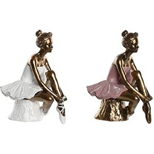DKD Home Decor Decorative Figure 12 x 9.5 x 15.5 cm Pink White Ballet Dancer (2 Units) DKD Home Decor Decorative Figure 12 x 9.5 x 15.5 cm Pink White Ballet Dancer (2 Units)