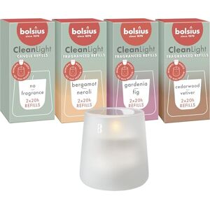 BOLSIUS CleanLight Starter Set Refillable Scented Candle Holder & 9 Refills Multiple Fragrances White Burn Time 20 Hours Natural Plant Wax Sustainable Concept BOLSIUS CleanLight Starter Set Refillable Scented Candle Holder & 9 Refills Multiple Fragrances White Burn Time 20 Hours Natural Plant Wax Sustainable Concept