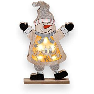 SHATCHI Snowman LED Wooden Christmas Santa Snowman Reindeer Xmas Home Indoor Table Decorations Ornaments Centrepiece, 27cm SHATCHI Snowman LED Wooden Christmas Santa Snowman Reindeer Xmas Home Indoor Table Decorations Ornaments Centrepiece, 27cm