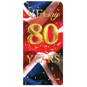 STAR CUTOUTS SC4623 VE Day Gold 80 Years Union Jack Flag Backdrop Sailboard Cardboard Cut Out Height 191cm British Theme, Parties, National Celebrations & VE Day Decorations, Street Parties & Events STAR CUTOUTS SC4623 VE Day Gold 80 Years Union Jack Flag Backdrop Sailboard Cardboard Cut Out Height 191cm British Theme, Parties, National Celebrations & VE Day Decorations, Street Parties & Events