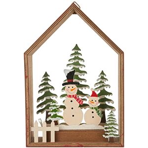 EUROCINSA Wooden Wall or Table House with Lights (without Batteries) with Christmas motifs Red and Green 16 x 23 cm 2pcs, One Size EUROCINSA Wooden Wall or Table House with Lights (without Batteries) with Christmas motifs Red and Green 16 x 23 cm 2pcs, One Size