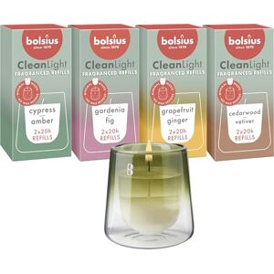 BOLSIUS CleanLight Starter Set Refillable Scented Candle Holder & 9 Refills Multiple Fragrances Green Burning Time of 20 Hours Natural Extracts & Vegan Wax No Palm Oil BOLSIUS CleanLight Starter Set Refillable Scented Candle Holder & 9 Refills Multiple Fragrances Green Burning Time of 20 Hours Natural Extracts & Vegan Wax No Palm Oil
